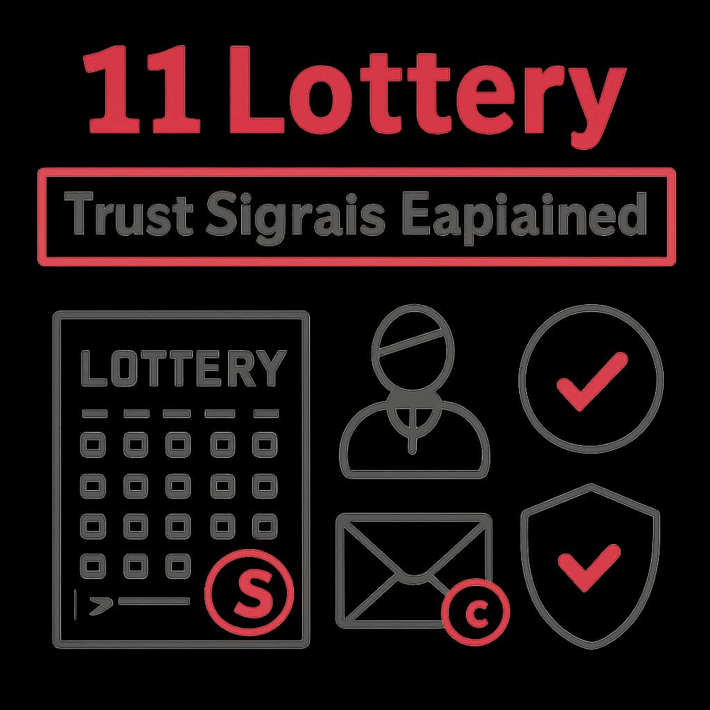 A diagram that outlines the key trust signals of the 11 Lottery platform.