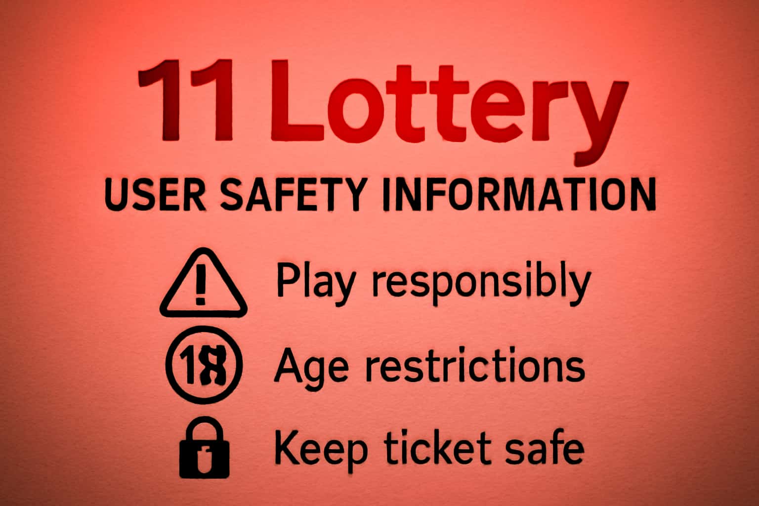 Informational scene depicting 11 Lottery User Safety Information.